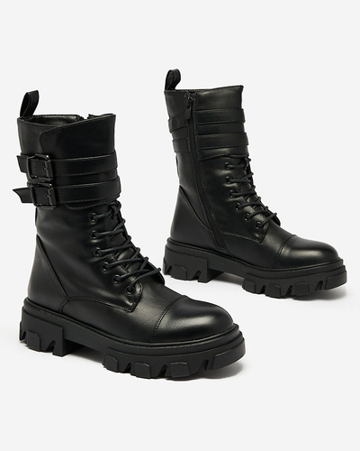 Royalfashion Eco leather women's bagger boots in black Faserti