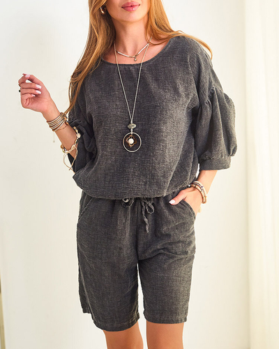 Royalfashion Kokvilnas un lina vasaras sieviešu komplekts