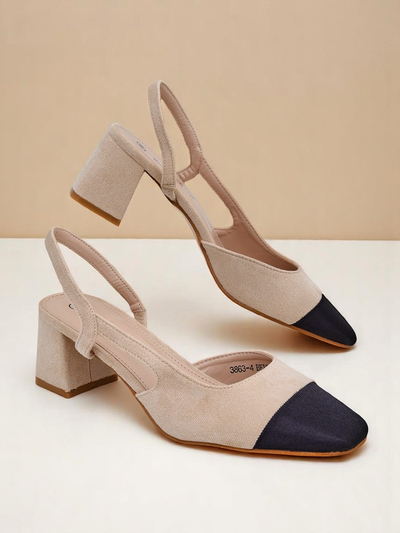 Royalfashion Women's Low Heel Pumps with Decorative Toe Eleganzo