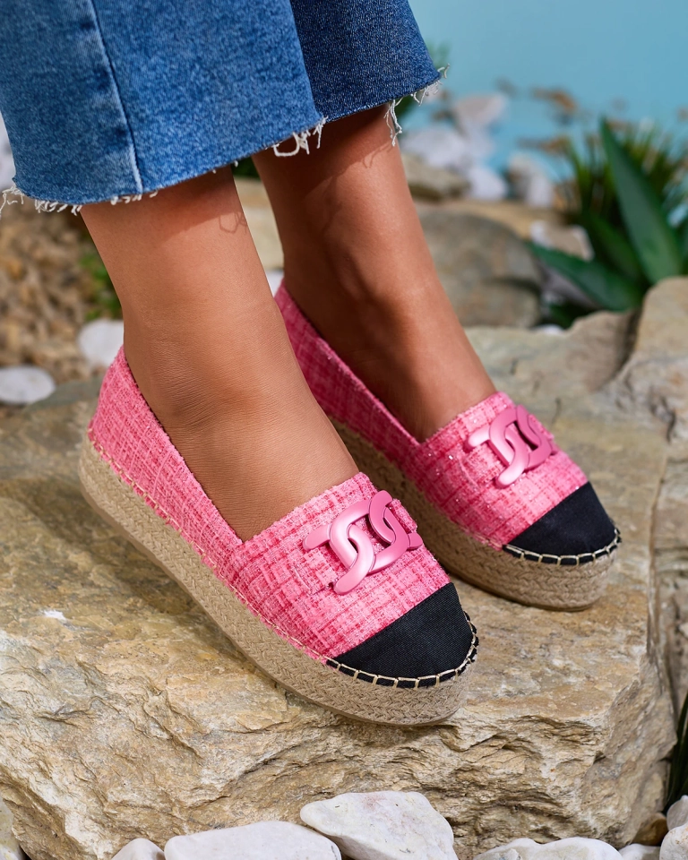 Royalfashion Sieviešu pleds espadrilles rozā krāsā Dempik