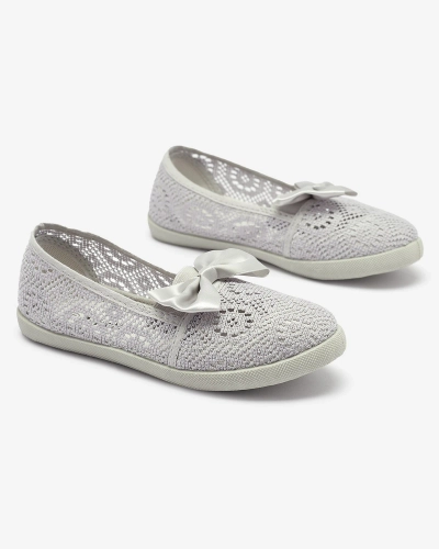 Meiteņu pelēkas slip on kedas ar loku Sweet Life - Apavi