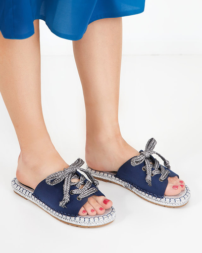OUTLET Women's navy blue and silver slippers with a binding Wiazoni - Footwear
