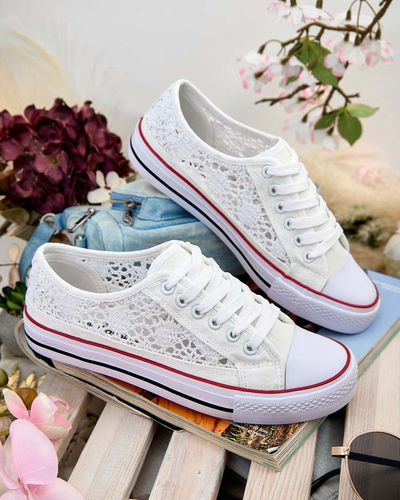 Aurelia Bianco - Sneakers bianchi traforati Royalfashion in tela, taglia 40