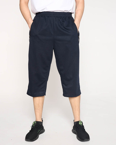 Men's navy blue sweatshorts over the knee - Clothing