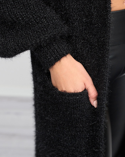 Women's black soft long cape sweater - Clothing