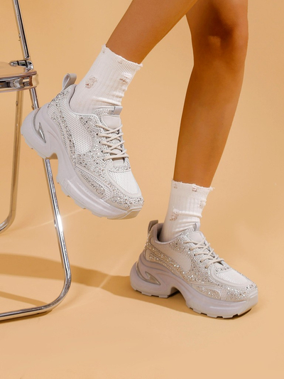 Royalfashion Women's sports sneakers with rhinestones Bloss