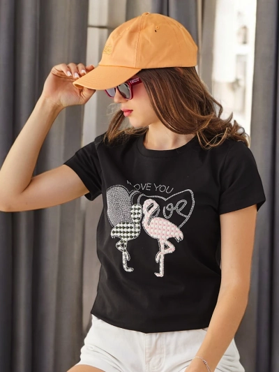 Royalfashion kokvilnas sieviešu t-krekls Flaming Love