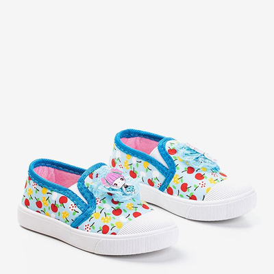 Blue children's sneakers with Kella decoration - Footwear
