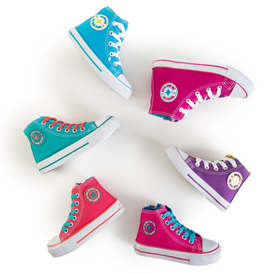 Blue children's high-top sneakers with Alvari badge - Footwear