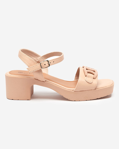 OUTLET Beige women's sandals on the Frokio post - Footwear