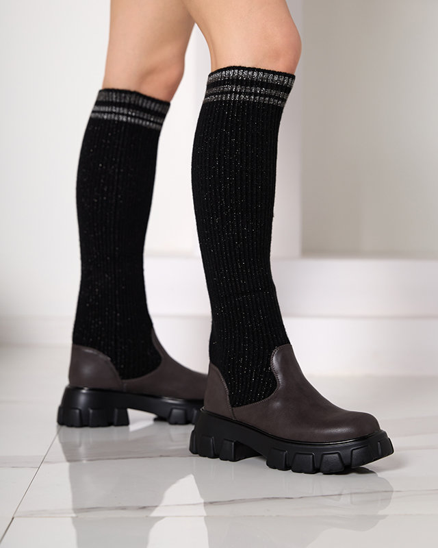 Melni un brūni augstpavilkšanas zābaki sievietēm Alerpi- Footwear