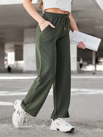 Royalfashion Simple women's trousers with a tie