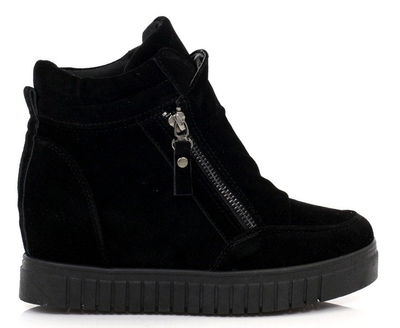 Czarne sneakersy na koturnie Easy - Obuwie