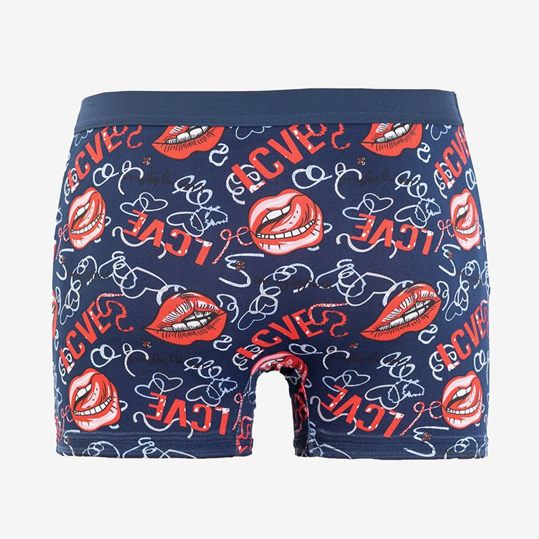 Navy blue men's printed boxers - Underwear