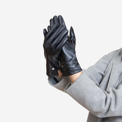 Black classic women's eco-leather gloves - Accessories