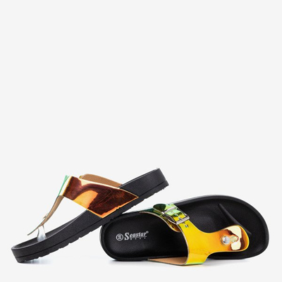 Women's Black Holographic Sandals Manila Buckle - Footwear