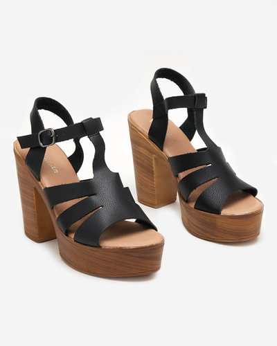 OUTLET Black women's high-heeled sandals Mianka - Footwear