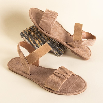 Женские коричневые босоножки из эко-замши Wiskonsin - Обувь