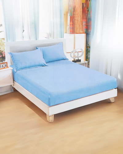Cotton blue sheet with elastic band 160x200 - Sheets