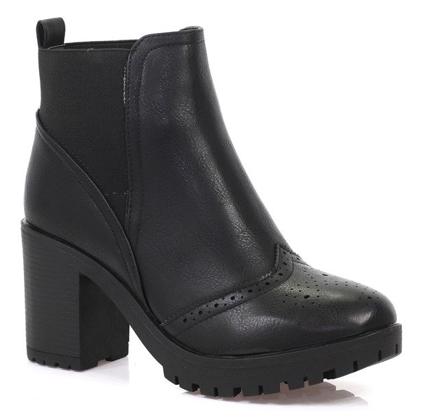 Czarne botki na wyższym słupku Asmenetia - Obuwie