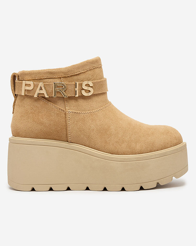 Royalfashion Light brown women's shoes a'la snow boots with ornament Parisela