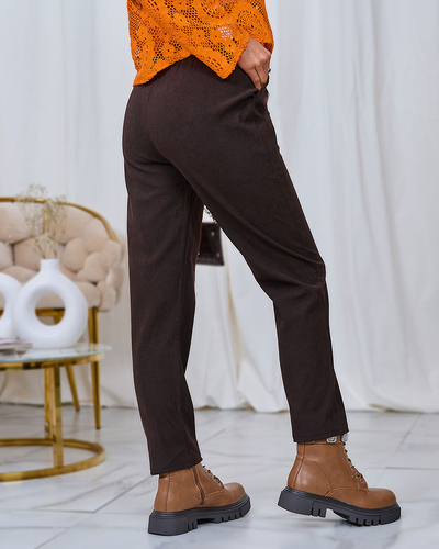 Royalfashion Dark brown corduroy women's fabric pants
