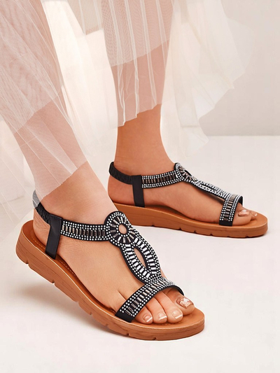 Royalfashion Sieviešu sandales ar dekoratīvām siksniņām Ava Shine