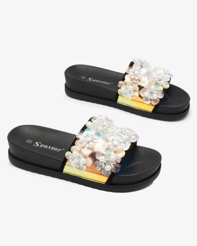 Royalfashion Black women's decorated Maurelle flip-flops