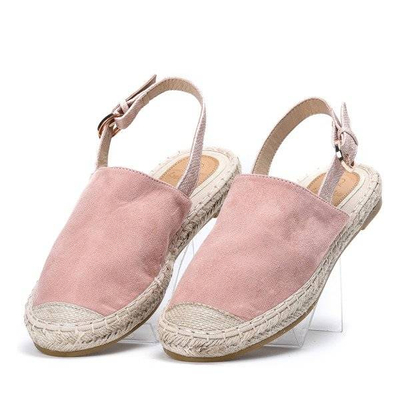 OUTLET Różowe espadryle z eko - zamszu z odkrytą piętą Daisy - Obuwie