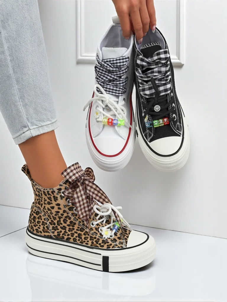 Women's Leonora Leo brown platform sneakers – Italian style, fabric