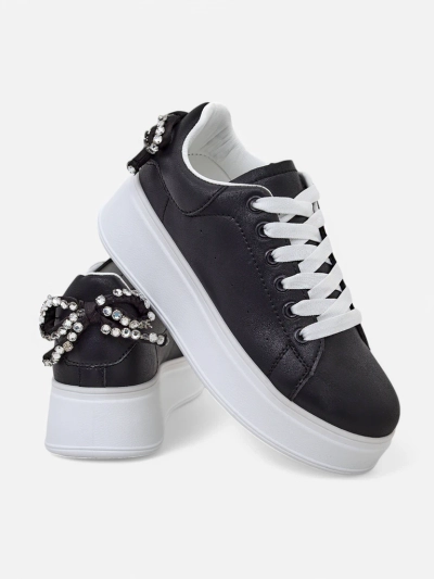 Royalfashion Women's platform sports sneakers Ribbon Bow