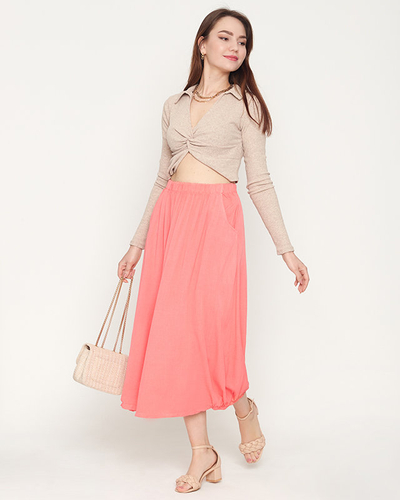 Ladies 'calf-length coral skirt - Clothing