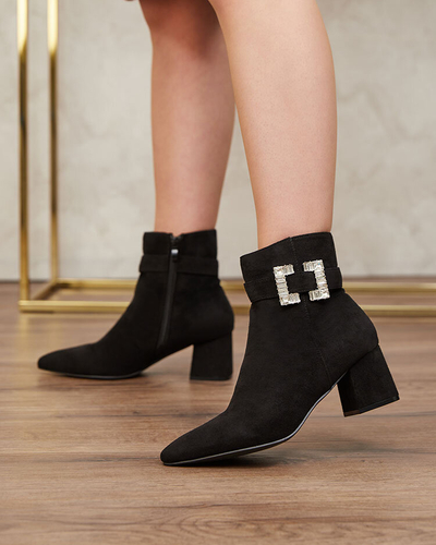 Royalfashion Black women's low stiletto boots Masemart