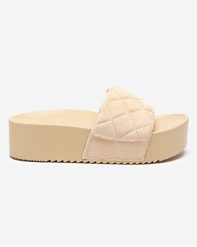 Beige women's quilted sandals on the platform Koriner - Footwear