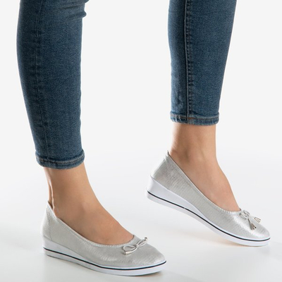 Silver ballerina on wedges Moriah - Shoes 1