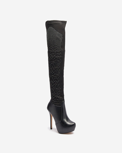 Sieviešu augstpapēžu zābaki melnā krāsā Agiocio- Footwear