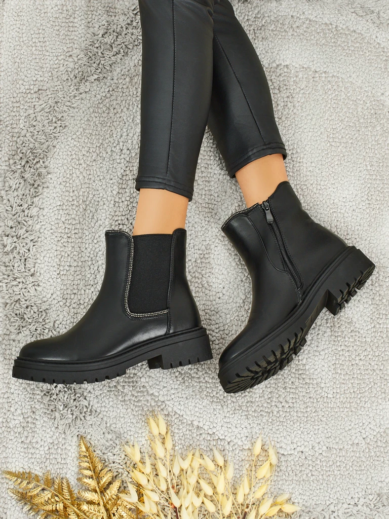 Eco-leather ankle boots with zircons Novira