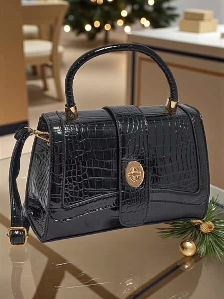 Patent Faux Leather Small Women's Handbag Lunaya