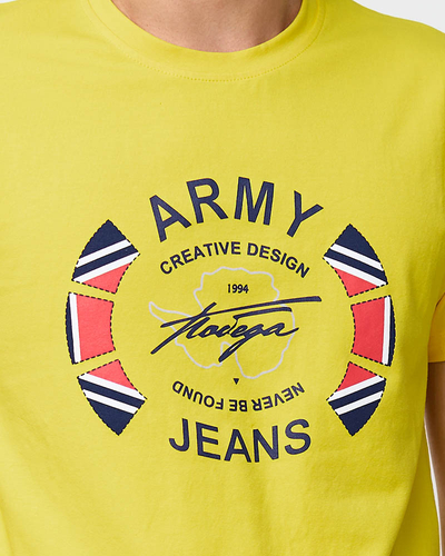 Dzeltens vīriešu apdrukas T-krekls - Apģērbs