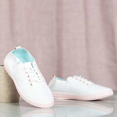 White sneakers with pink Mika inserts - Footwear