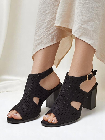 Royalfashion women’s hollow-out block heel sandals Abetle