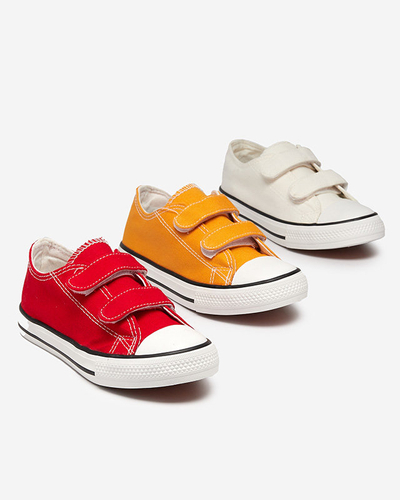 OUTLET White-ecru girls' Bovis Velcro sneakers - Footwear