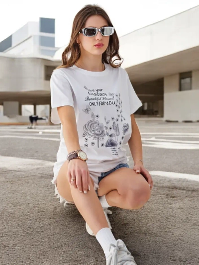 Royalfashion Women's cotton blouse with the inscription