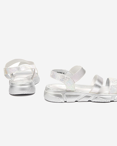 Shiny silver girls' sandals Seloni- Footwear