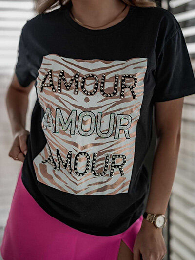 Royalfashion Sieviešu blūze ar dekoratīvu apdruku