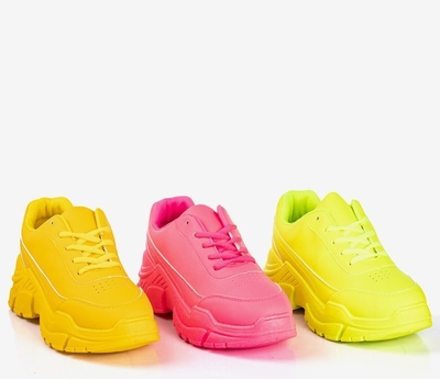 Neon pink women's sneakers on a massive Lera sole - Footwear 1
