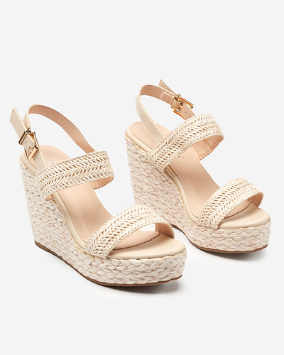 Beige women's sandals a'la straw braided Merisad - Footwear