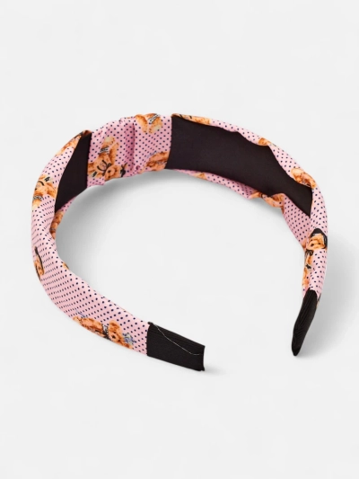 Royalfashion Opaska do włosów z plecéniem w kropki i misie