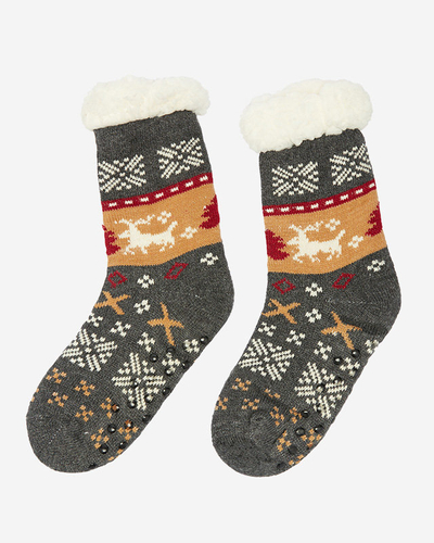 Pelēkas sieviešu zeķes ar Ziemassvētku rakstu - Apakšveļa