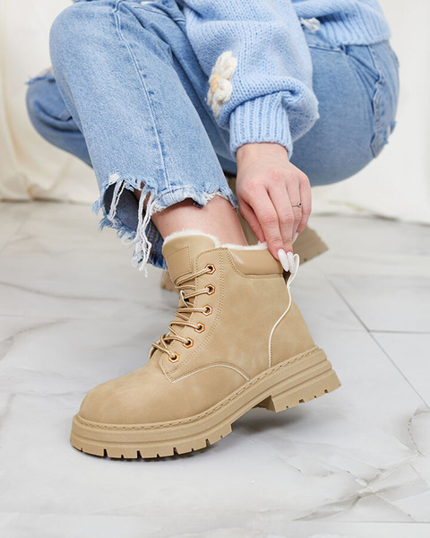 Royalfashion Бежевые женские утепленные сапоги-трапперы Radoras